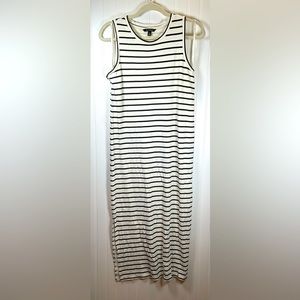 Banana Republic Black & White Striped Maxi Sleeveless Dress